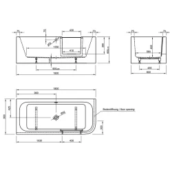 Ottofond Dusch-Badewanne Free Gate Mod A herausnehmbare Tür mit Wassereinlauf