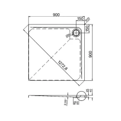 Duschwanne Maui Q 90 x 90 x 2,5 cm weiß*Ottofond Sale
