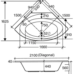 Ottofond Eckwanne Canary 150 cm weiß