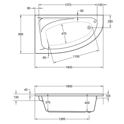 Eckwanne Marina Modell B 160 x 90 cm weiß^Ottofond