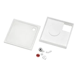 Komplettset Duschwanne quadratisch 80 x 80 cm weiß mit Träger und Ablaufgarnitur^Ottofond Best