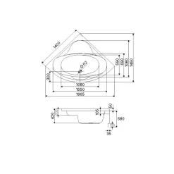 Ottofond Whirlpool-Komplettset Siam 140 cm weiß inklusive Farblichtwechsler