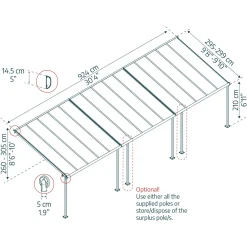 Palram Canopia Capri Alu Terrassenüberdachung Polycarbonat 3x9,2 m grau