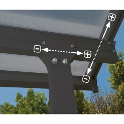Feria Alu Terrassenüberdachung Polycarbonat 4x8 m dunkelgrau^Palram Canopia New
