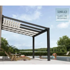 Stockholm Terassenüberdachung Jalousien 3,4x3,7 m weiß*Palram Canopia Hot