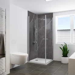 Panorama Duschwand Marmor anthrazit-weiss 100 x 255 cm* Discount