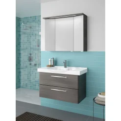 Waschtisch Block Trentino grau mit Keramikwaschtisch^Pelipal