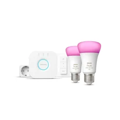 Philips Hue Starter-Set White und Color Ambiance 2 x LED-Lampe E27 Bridge Dimmschalter Smart Plug