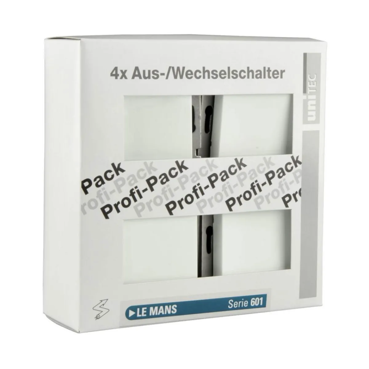 PROFI-PACK-SET Aus-/Wechselschalter Le Mans alpinweiß 4 Stück Serie 601