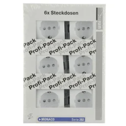 PROFI-PACK-SET Steckdosen Monaco ultraweiß 6 Stück Serie 202