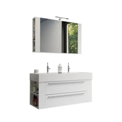 Progetto Idea Stella Badmöbel DOMUS 120 weiß mit Spiegelschrank und Lampe