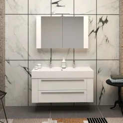 Progetto Idea Stella Badmöbel DOMUS 120 weiß mit Spiegelschrank und Lampe