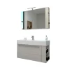 Badmöbel DOMUS 100 Ulme creme mit Spiegelschrank und Lampe^Progetto Idea Stella Online