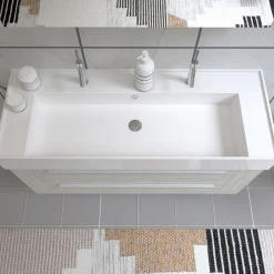 Badmöbel DOMUS 120 Ulme creme mit Spiegelschrank und Lampe*Progetto Idea Stella Sale