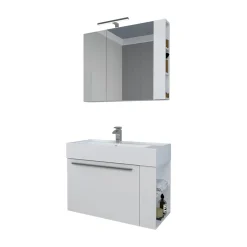 Progetto Idea Stella Badmöbel DOMUS 80 weiß mit Spiegelschrank und Lampe