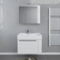 Progetto Idea Stella Badmöbel DOMUS 80 weiß mit Spiegelschrank und Lampe