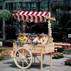 Promadino Marktwagen mit Baldachin weiß/rot