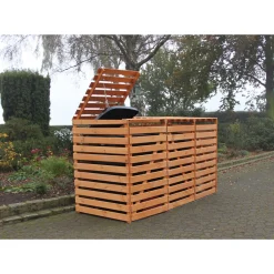 Mülltonnenbox Vario V für 3 Tonnen honigbraun^Promadino Best