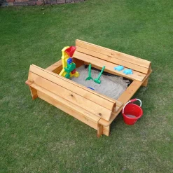 Sandkasten Donald 100 x 100 cm klappbare Abdeckung*Promadino Hot