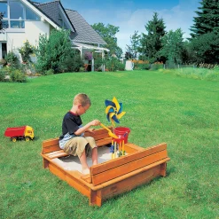 Sandkasten Donald 100 x 100 cm klappbare Abdeckung*Promadino Hot