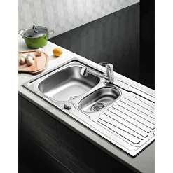 Pyramis Edelstahl-Einbauspüle Sparta 100 x 50 cm 1 1/2B 1D Edelstahl glatt