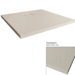 QUICK72 Mineralgruss-Duschwanne Modern Line Steinoptik, Sandstein, 900 / 1400 mm*Breuer New