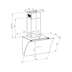 Respekta Alia Konkave Schräghaube CH55060SA++ 60 cm Schwarz