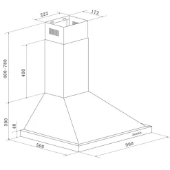 Dalia Kaminhaube CH22068IXB 90 cm Edelstahl^Respekta Sale