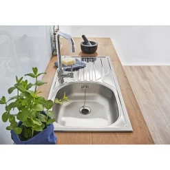 Edelstahl-Spüle inkl Ab- und Überlaufgarnitur 86 cm^Respekta Outlet