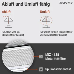 Respekta Flachschirmhaube Tessa CH4138IXC 60 cm