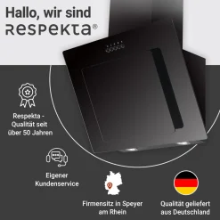 Respekta Haube Schwarz, 60 cm, EEK B3 Leistungsstufen LED-Beleuchtung