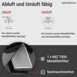 Respekta Haube Schwarz, 60 cm, EEK B3 Leistungsstufen LED-Beleuchtung