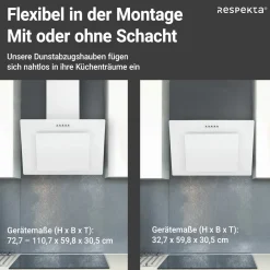 Respekta Kopffreie Schräghaube Leila Glas weiß 60 cm