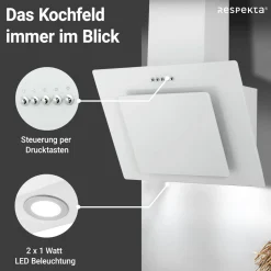 Respekta Kopffreie Schräghaube Leila Glas weiß 60 cm