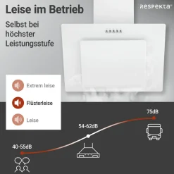 Respekta Kopffreie Schräghaube Leila Glas weiß 60 cm