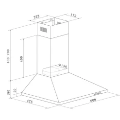 Respekta Nola Kaminhaube CH22058IXB 60 cm Edelstahl