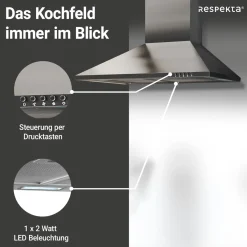 Respekta Nola Kaminhaube CH22058IXB 60 cm Edelstahl