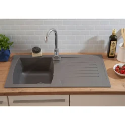Respekta Spüle grau 86 cm Mineralit 1 Becken 1 Abtropffläche
