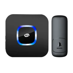 Funk-Gong Piezo für Steckdose mit selbstversorgendem Taster 100 m schwarz*REV Ritter