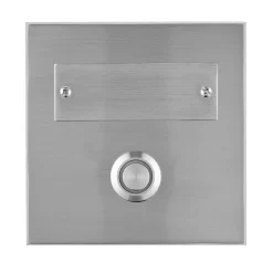 Klingeltaster Aufputz 1-f.quadratisch mit LED-Beleuchtung & gravierbarem Namenschild Edelstahl^REV Ritter