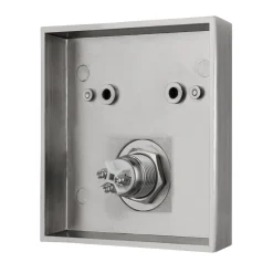 Klingeltaster Aufputz 1-f.quadratisch mit LED-Beleuchtung & gravierbarem Namenschild Edelstahl^REV Ritter