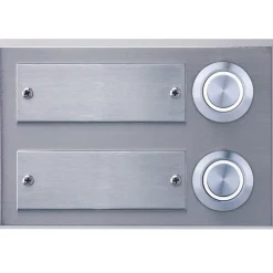 REV Ritter Klingeltaster Aufputz 2-fach mit LED-Beleuchtung und gravierbarem Namensschild Edelstahl