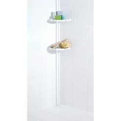 Teleskop-Duscheckregal mit 4 Ablagen 130-260 cm weiß*Ridder Clearance