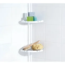 Teleskop-Duscheckregal mit 4 Ablagen 130-260 cm weiß*Ridder Clearance