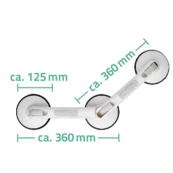 Ridder Winkel-Sauggriff mit 3 Saugern Premium 60 cm weiß