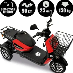 E-Carrier 25 V.3 Lithium, Rot, ohne Koffer, 60V-32,5Ah Akku, 1000 Watt^Rolektro