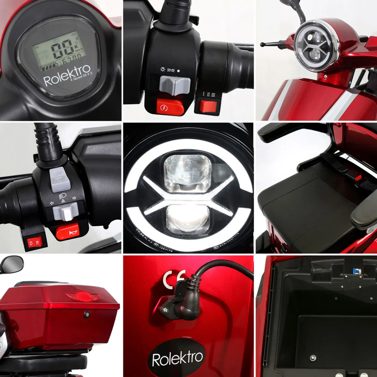 E-Quad 25, Rot, 60V-20Ah Bleigel Akkus, 1000 Watt^Rolektro Online