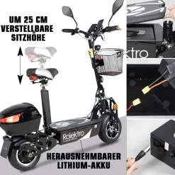 E-Scooter „E-Joy 45“ Schwarz, 48 V-20 AH Akku, 1000 W^Rolektro Sale