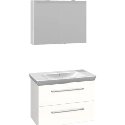 Scanbad Badmöbelset Lotto Medium Waschtisch 85 x 48 cm weiß/weiß hochglänzend