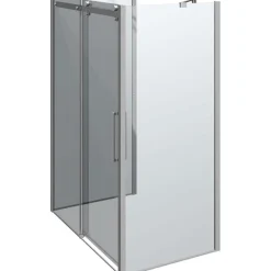 Scanbad Schiebetür mit 2 Panel Deluxe 140 x 90 cm Chrom/Klar